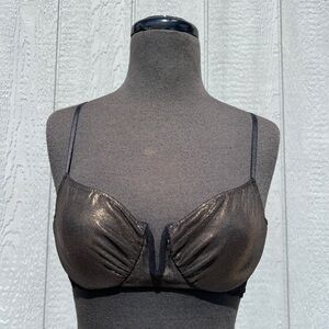 Only Hearts Sheer Metallic Gold and Black Underwire Bra, M